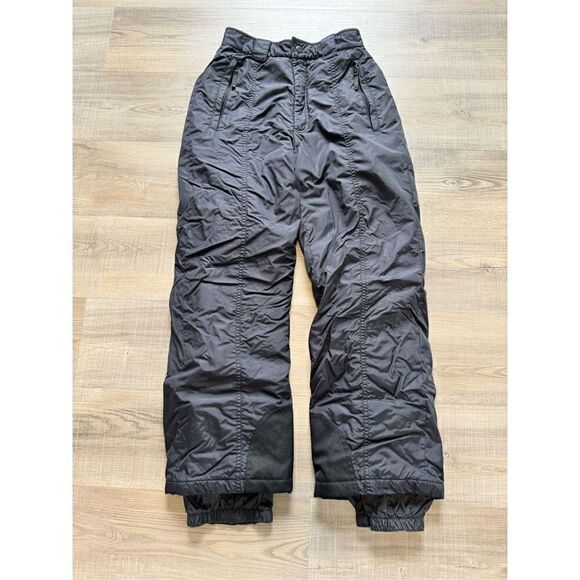 Vintage Columbia Women’s Small Black Fleece Lined Ski Snow Pants Pockets - Picture 1 of 9